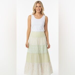 Sigrid Olsen maxi skirt tiered boho size 8